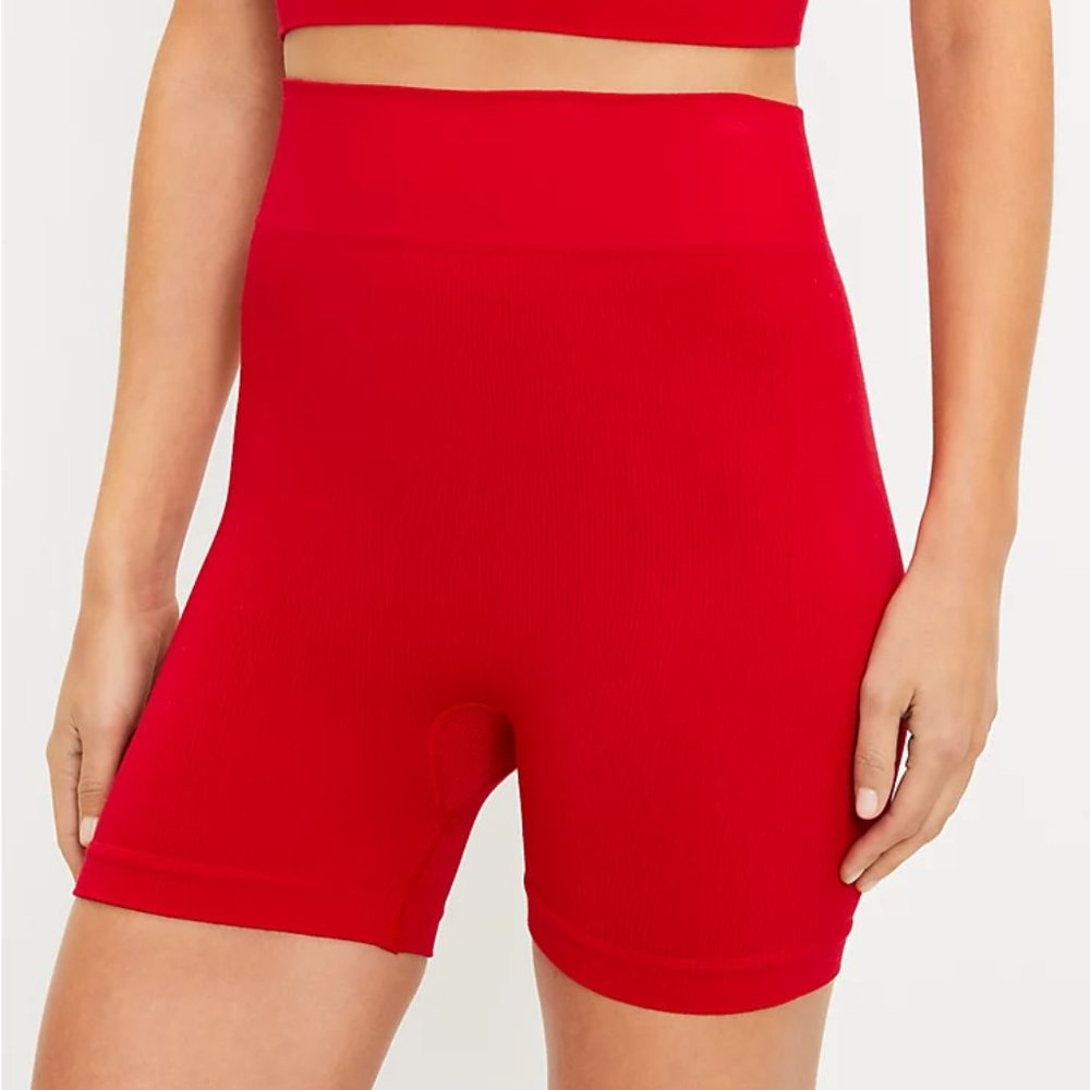 NEW Loft XL/XXL Red Daydream Seamless High Waist Boy Ribbed Biker Shorts